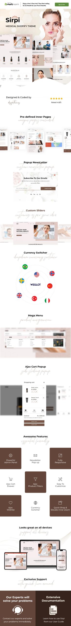 Sirpi -医疗化妆品商店Shopify主题