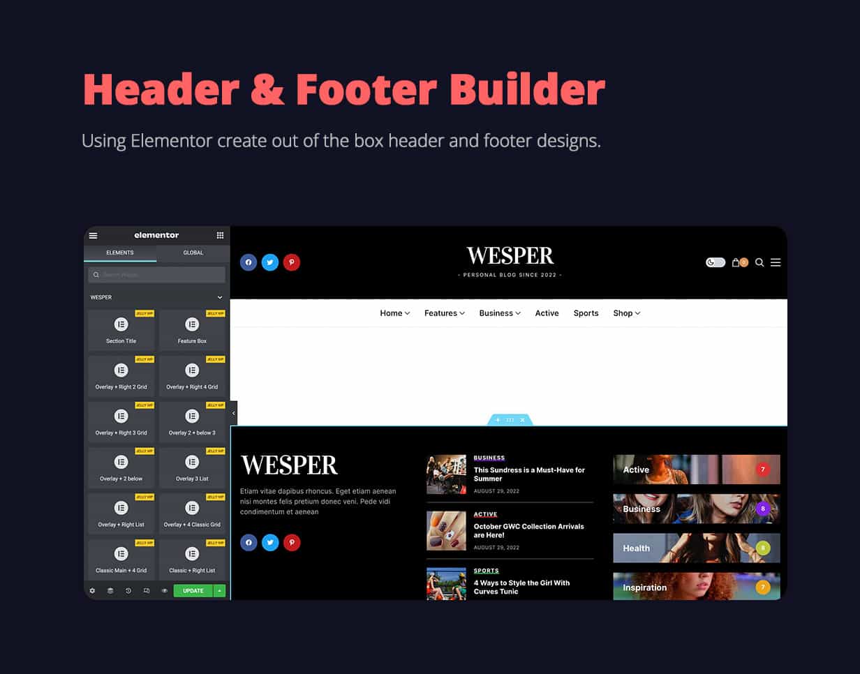 Wesper -用于博客的WordPress主题