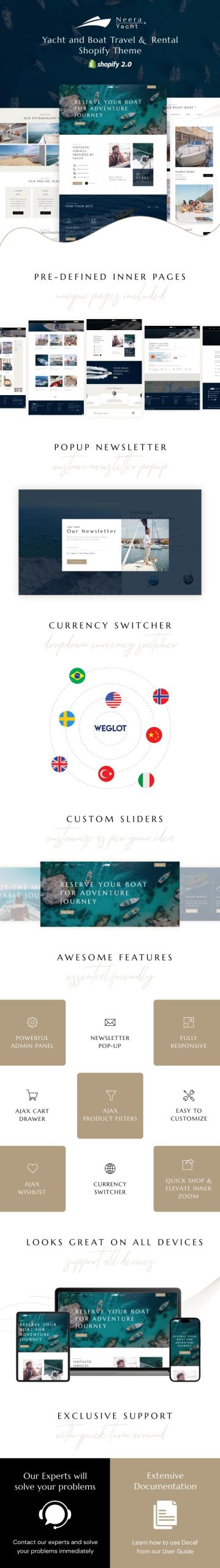 Neera -游艇和旅游租赁服务Shopify主题