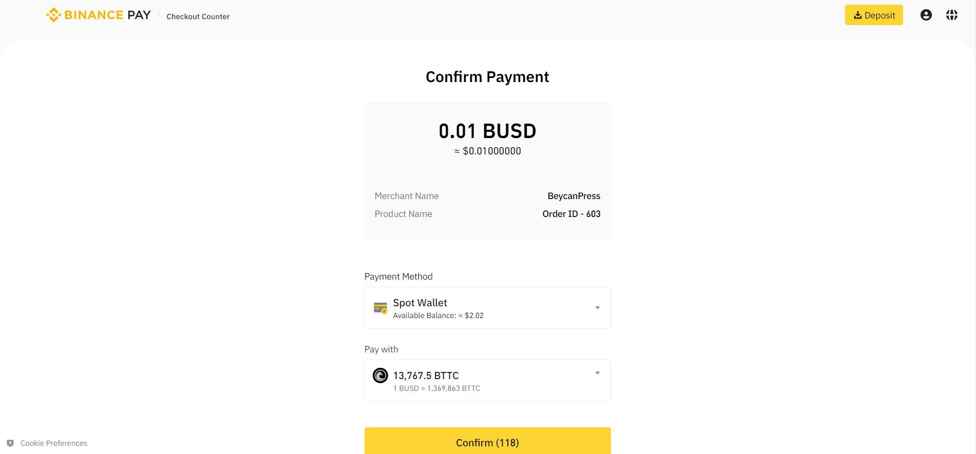 用于WooCommerce的Binance Pay支付网关