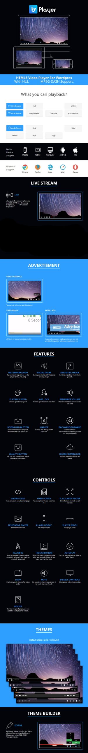 bzplayer Pro -实时流媒体播放器WordPress插件