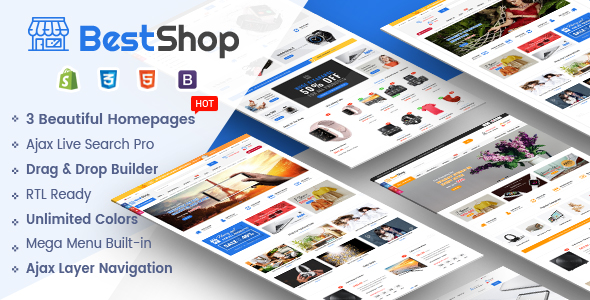 FashShop -多用途分段拖放Bootstrap 4 Shopify主题