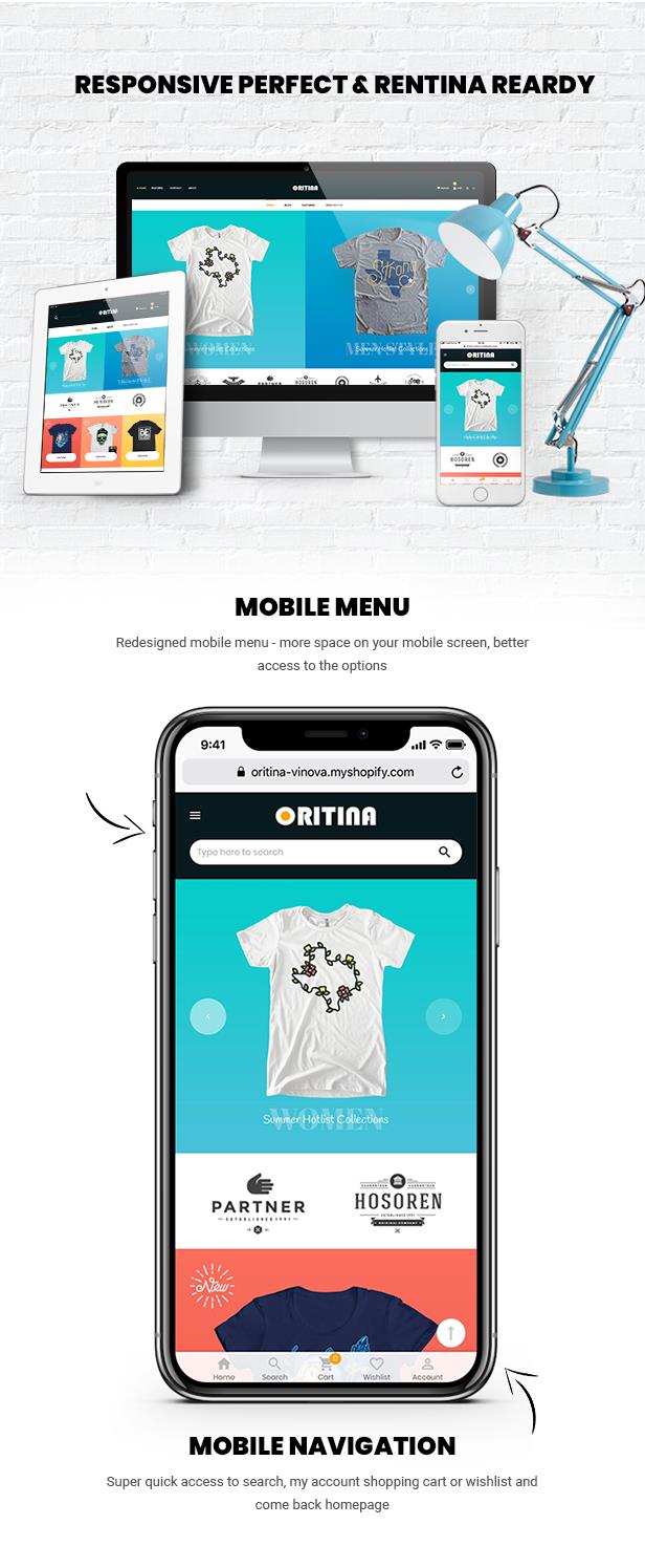 Oritina -时尚、T恤和配饰Shopify主题