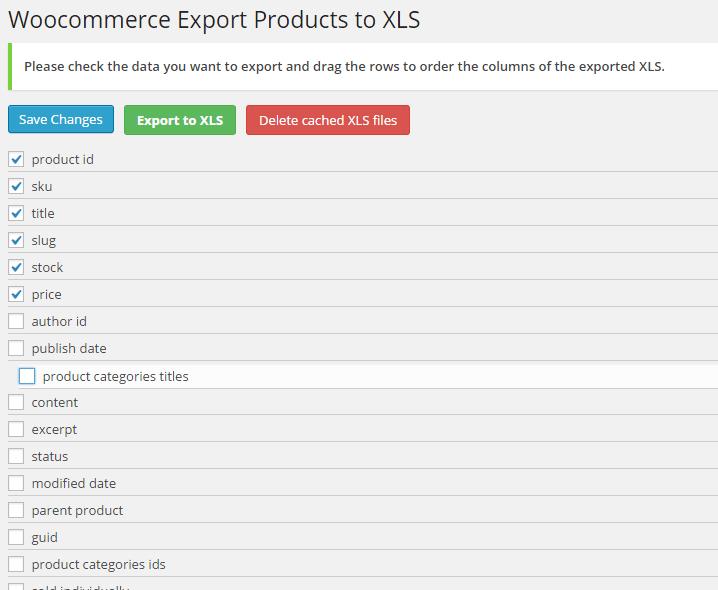 Woocommerce将产品出口到XLS