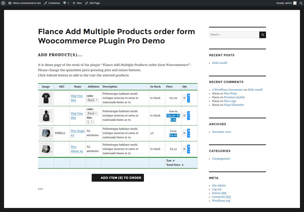 Flance Add Multiple Products表-Orders Add Cart for WooCommerce Pro