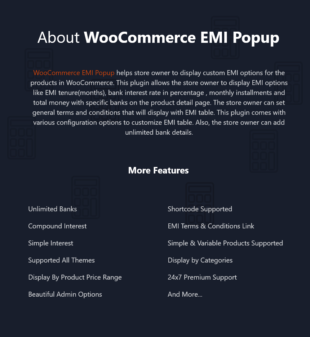 WooCommerce EMI弹出窗口