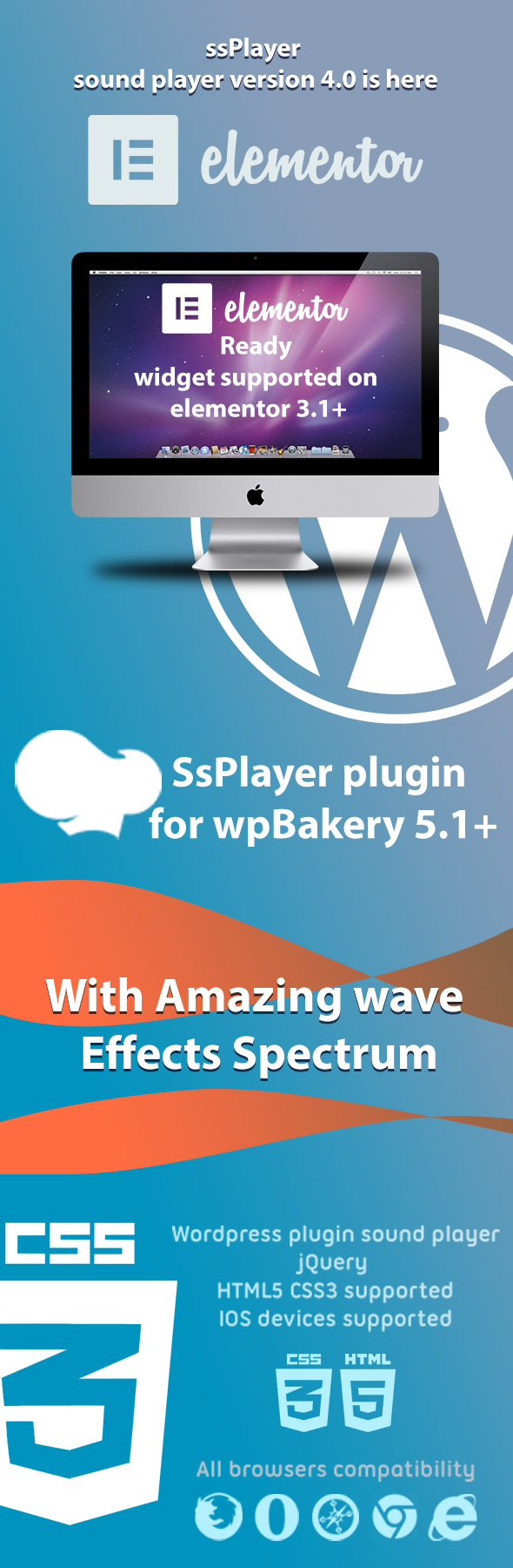 用于WpBakery和Elementor的WordPress ssPlayer声音播放器插件