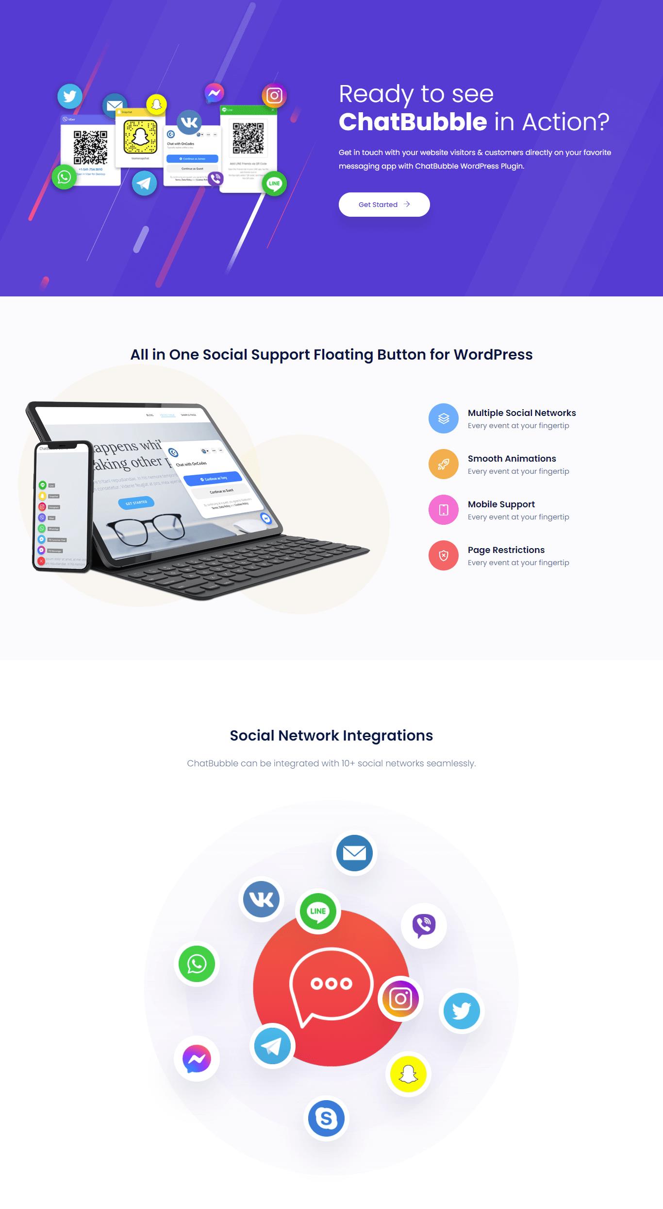 ChatBubble-WordPress All in One Social Support浮动按钮